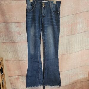 Pastel Jeans Frayed Flare Jeans